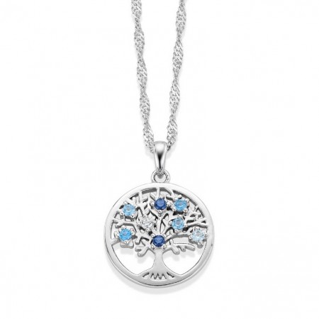 Gulldia - Livets Tre Smykke i sølv med blå zirkonia
