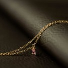 Pan Jewelry - Ankelkjede i forgylt sølv med rosa zirkonia thumbnail