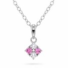 Prins & Prinsesse - Smykke i sølv med hvit og rosa zirkonia thumbnail