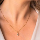 Pan Jewelry - Athens Charm Smykke i forgylt sølv med hvit og brun zirkonia thumbnail