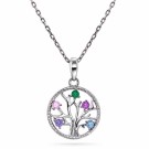 Pan Jewelry - Livets Tre Smykke i sølv med farget zirkonia thumbnail