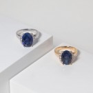 Sif Jakobs - Ellisse Grande Ring i sølv med blå zirkonia, 18k gullbelagt thumbnail