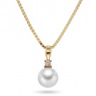 Pan Jewelry - Smykke i gull med ferskvannsperle og dia. 0,005ct thumbnail
