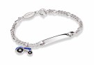 Pia & Per - ID-armbånd i sølv, Blå traktor thumbnail