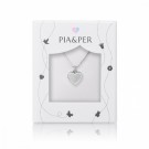 Pia & Per - Halskjede i sølv, Hvitt hjerte 11mm thumbnail
