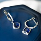 Pan Jewelry - Øreringer i sølv med blå zirkonia thumbnail
