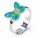 Pia & Per - Ring i sølv, Turkis/Lime sommerfugl thumbnail