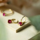 Pan Jewelry - Øredobber i sølv med rosa zirkonia thumbnail