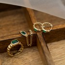 Pan Jewelry - Øreringer i forgylt sølv med grønn zirkonia thumbnail