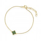 Pan Jewelry - Kløver armbånd i sølv med grønn zirkonia thumbnail