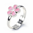Pia & Per - Ring i sølv, Rosa blomst thumbnail