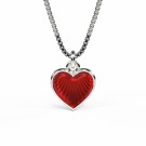 Pia & Per - Halskjede i sølv, Rødt hjerte 11mm thumbnail