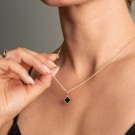 Pan Jewelry - Kløver Smykke i sølv med sort sten thumbnail