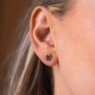 Pan Jewelry - Athens Charm Øredobber i forgylt sølv med hvit og brun zirkonia thumbnail