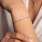 Pan Jewelry - Kløver armbånd i sølv med grønn zirkonia thumbnail