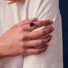 Sif Jakobs - Ellisse Grande Ring i sølv med blå zirkonia, 18k gullbelagt thumbnail