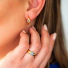 Pan Jewelry - Ring i forgylt sølv med blå zirkonia thumbnail