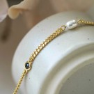 Pan Jewelry - Armbånd i forgylt sølv med zirkonia og perlemor thumbnail