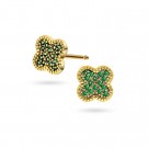 Pan Jewelry - Kløver øredobber i sølv med grønn zirkonia thumbnail