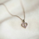 Prins & Prinsesse - Smykke i sølv med rosa zirkonia hjerte thumbnail
