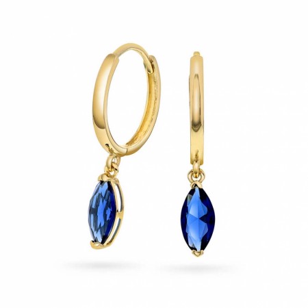 Pan Jewelry - Øreringer i gull med blå zirkonia