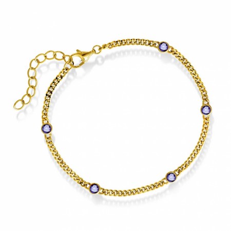 Pan Jewelry - Armbånd i forgylt sølv med lilla zirkonia