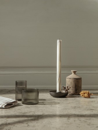 Ferm Living - Bowl Lysestake, Svart aluminium