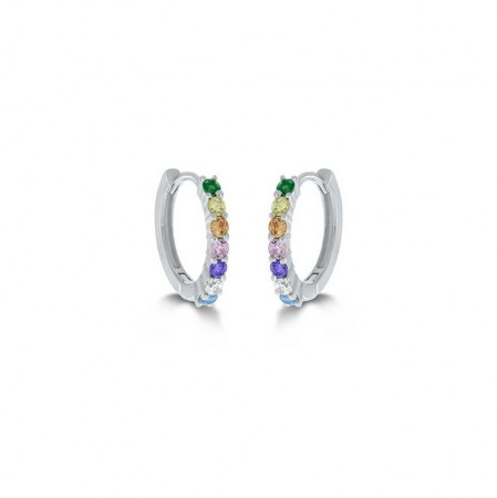Pan Jewelry - Øreringer i sølv med farget zirkonia, 14 mm