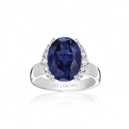 Sif Jakobs - Ellisse Grande Ring i sølv med blå zirkonia