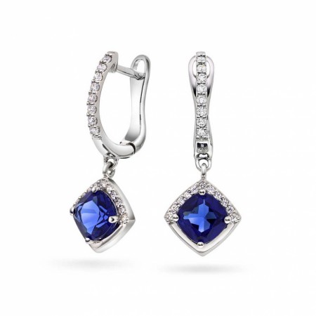 Pan Jewelry - Øreringer i sølv med blå zirkonia