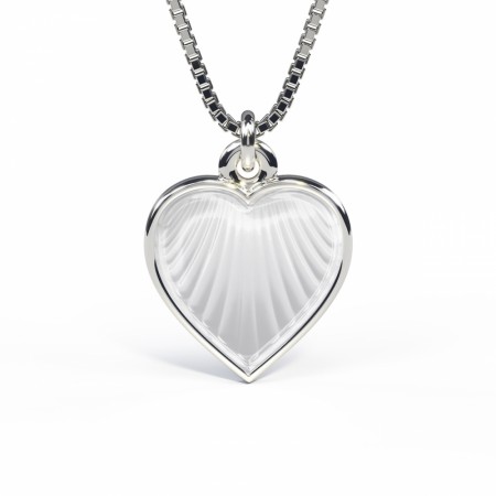 Pia & Per - Halskjede i sølv, Hvitt hjerte 14mm