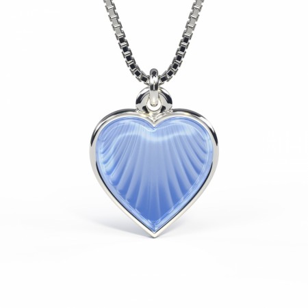 Pia & Per - Halskjede i sølv, Lys blå Hjerte 14mm
