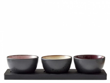 BITZ - Snacksett 32 x 11 cm 4 deler Svart Brett, Multi