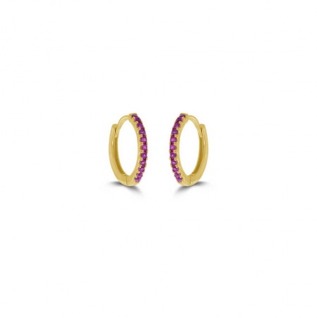 Pan Jewelry - Forgylte øreringer i sølv med rosa zirkonia, 11 mm