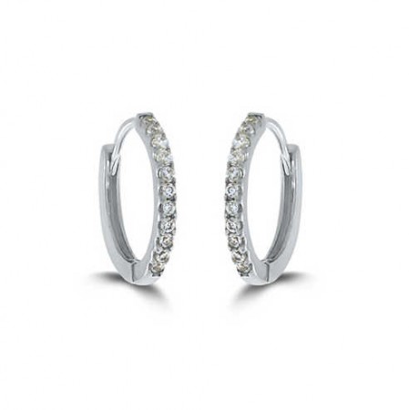 Pan Jewelry - Øreringer i sølv med hvite zirkonia, 11 mm
