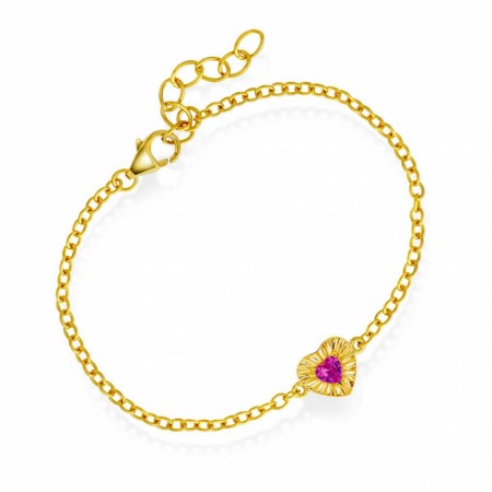 Prins & Prinsesse - Armbånd i sølv med rosa zirkonia hjerte