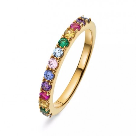 Pan Jewelry - Janne Formoe Ring i forgylt sølv med farget zirkonia