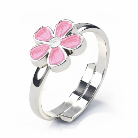 Pia & Per - Ring i sølv, Rosa blomst