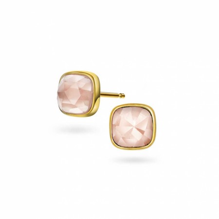 Sandra Lyng x Pan Jewelry - Øredobber i forgylt sølv med rosa opal, KJÆRLIGHET