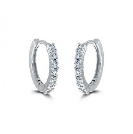 Pan Jewelry - Øreringer i sølv med hvite zirkonia, 14 mm