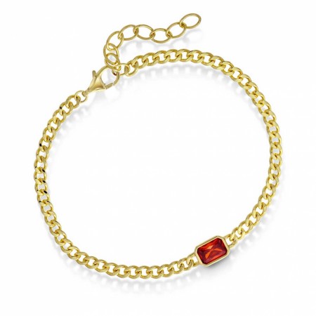 Pan Jewelry - Armbånd i forgylt sølv med rød zirkonia