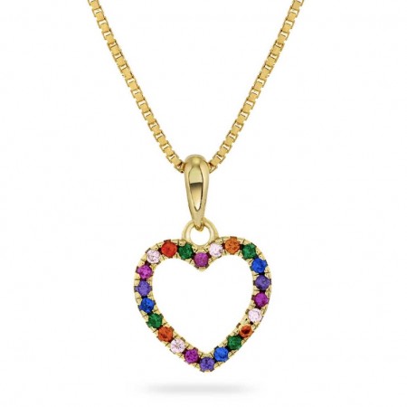 Pan Jewelry - Smykke i forgylt sølv med flerfargede zirkonia hjerte