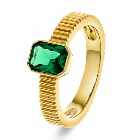 Pan Jewelry - Ring i forgylt sølv med grønn zirkonia