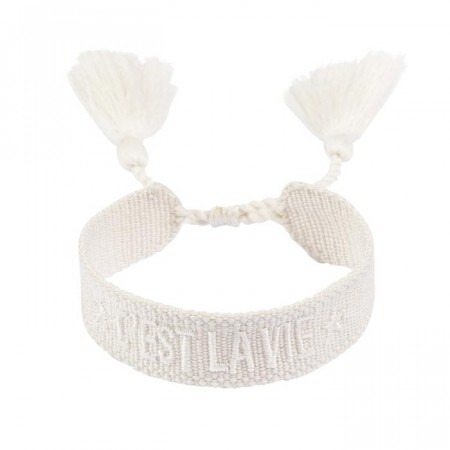 Dark Woven friendship armeband "C´est La Vie" Vanilla