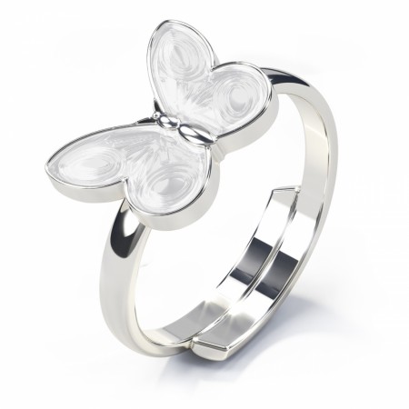 Pia & Per - Ring i sølv, Hvit sommerfugl