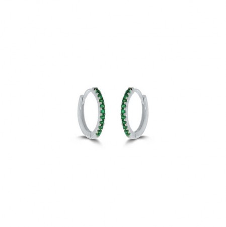 Pan Jewelry - Øreringer i sølv med grønn zirkonia, 11 mm