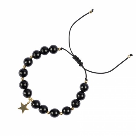 Dark - Armbånd 8 mm Blank Svart m/Gull