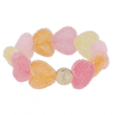 Snö of Sweden - Sugar Hearts Elastisk Armbånd, Mix Peach