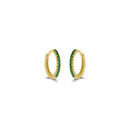 Pan Jewelry - Forgylte øreringer i sølv med grønn zirkonia, 11 mm