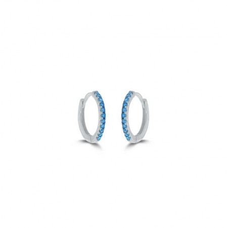 Pan Jewelry - Øreringer i sølv med blå zirkonia, 11 mm